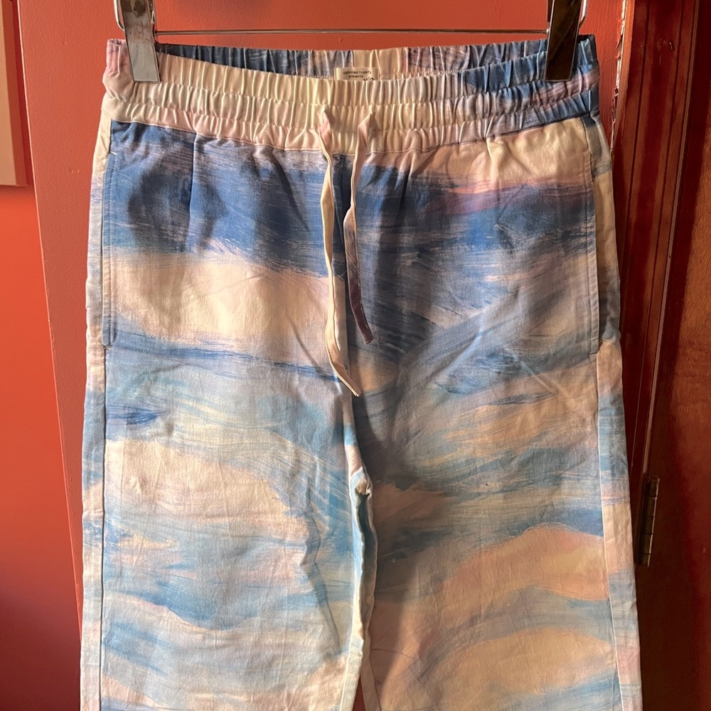 PASTEL WATERCOLOR COTTON TROUSERS BY ALEXA MEADE Wonderland Dreams NYC Artist